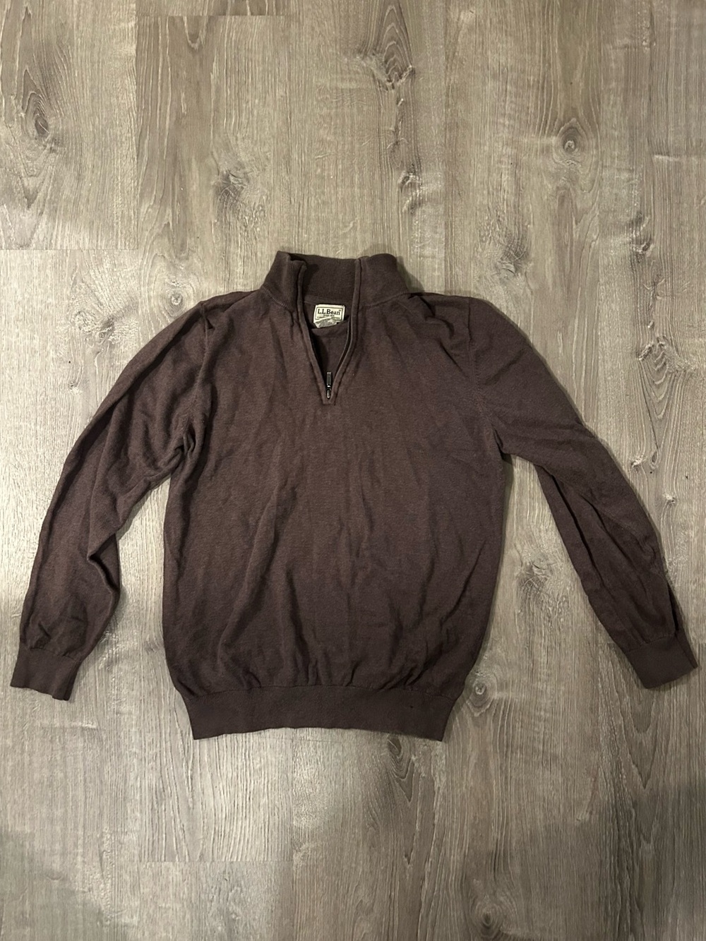 L.L. Bean Men's Dark Brown Quarter-Zip Sweater Cotton-Cashmere